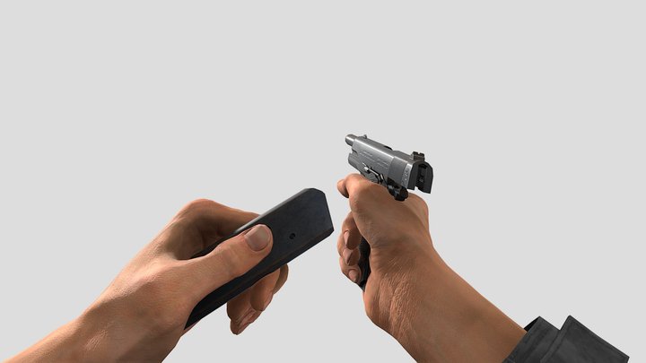 Animated Pistol 3D Model