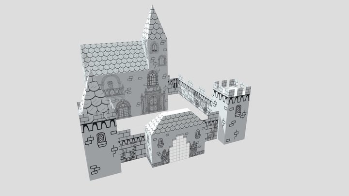 Papercraft castle 3D Model