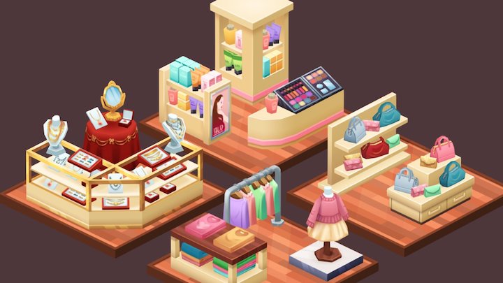 3D Mall Shop Stalls 3D Model
