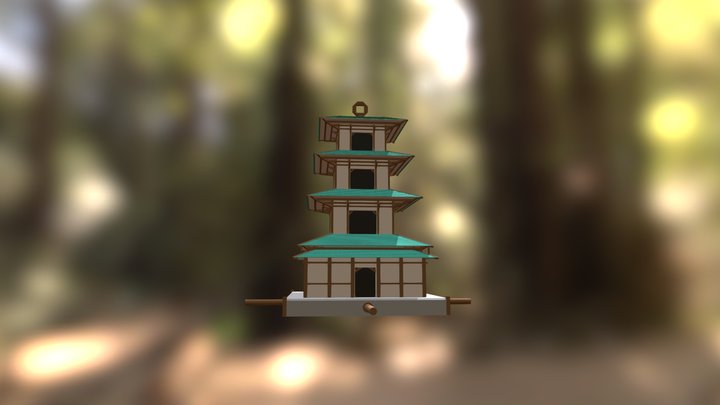 Japanese Style Birdhouse 3D Model