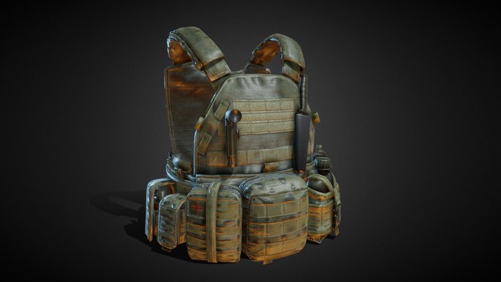 Green military vest 3D Model