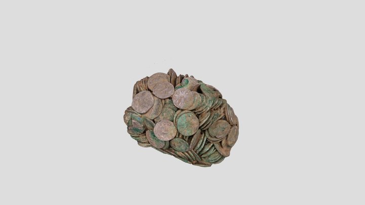 Roman silver coin hoard. 3D Model