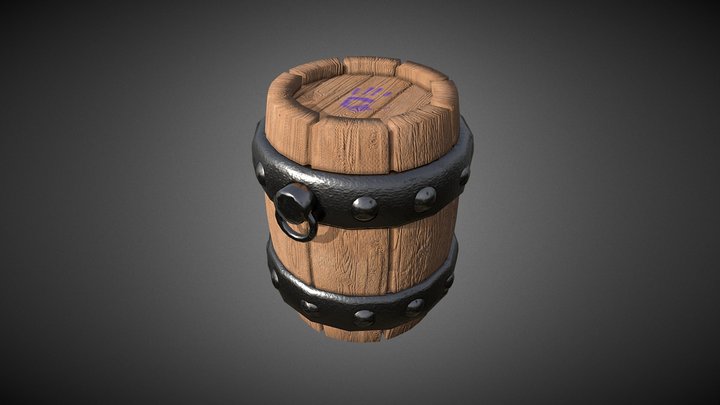 Barrel With a Hand Print 3D Model