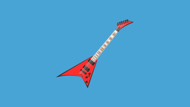 Electric Guitar Red/Black V Style 3D Model