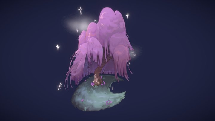 Stylized 2.5d Willow Tree 3D Model