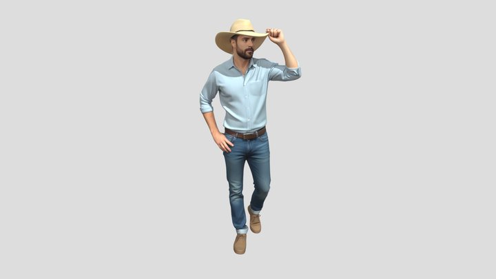 Casual Man in a Straw Hat – Kostenloses 3D-Modell STL