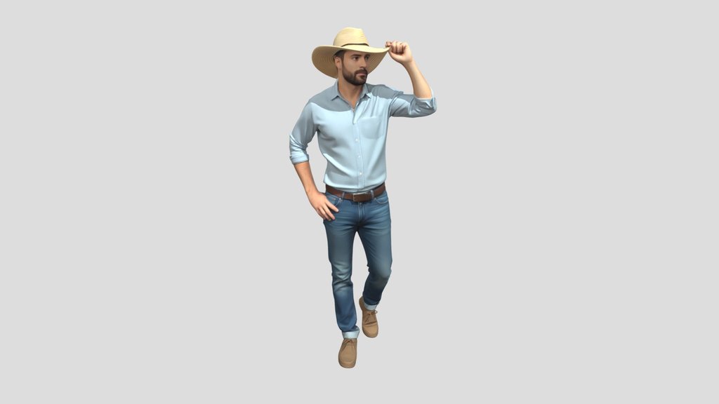 Casual Man in a Straw Hat