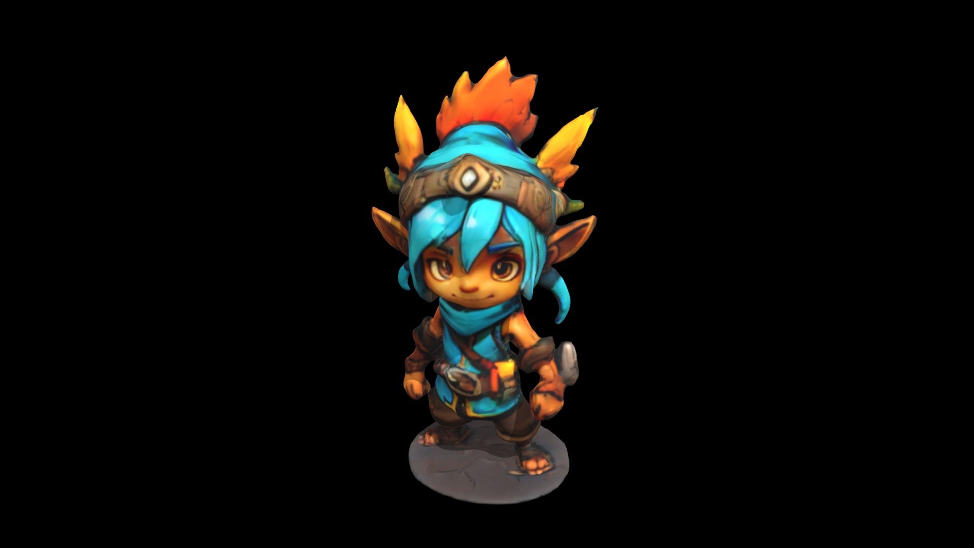 a cartoon character with blue hair and a belt - Download Free 3D model ...