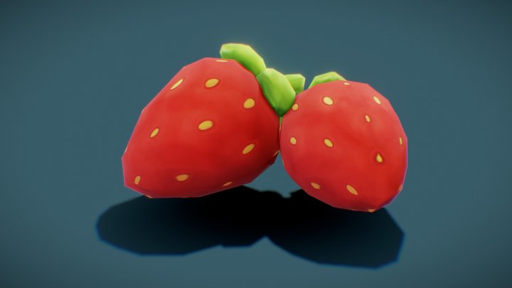 Low Poy Stilyzed Hand Paint Strawberry – Free 3D Model STL