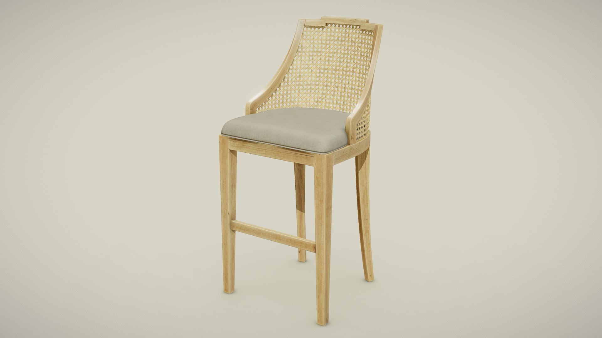 3D model Cane Back Chair 3 - This is a 3D model of the Cane Back Chair 3. The 3D model is about a chair with a cushion.