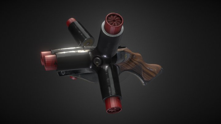 'Rustler' - Sawed off Revolving Shotgun 3D Model