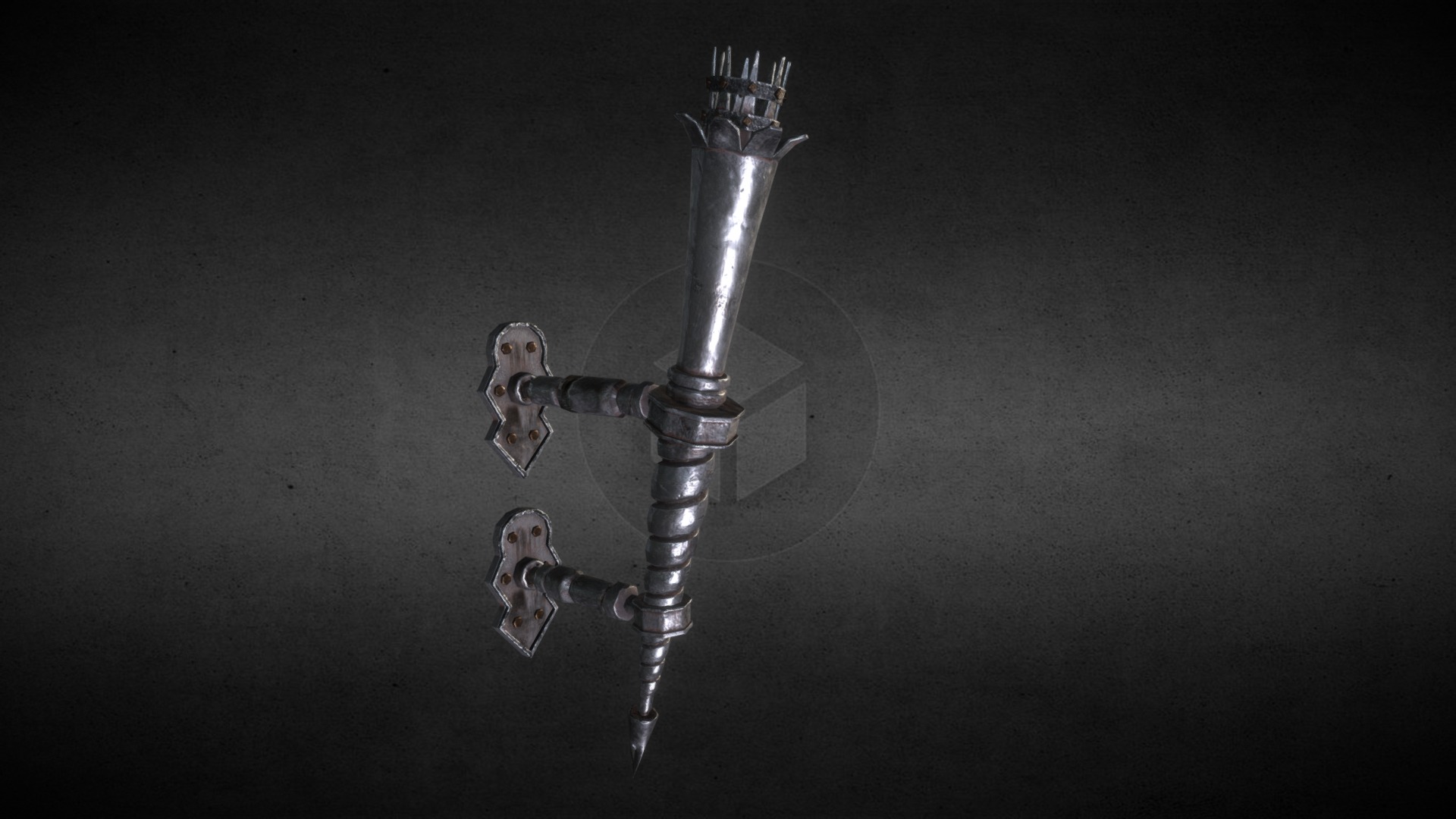 3D model Medieval Torch - This is a 3D model of the Medieval Torch. The 3D model is about a silver and black guitar.