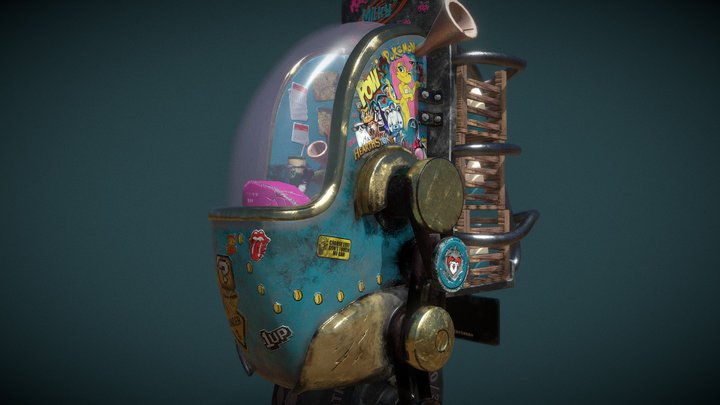 Monocycle cyberpunk  (Cat at work) 3D Model