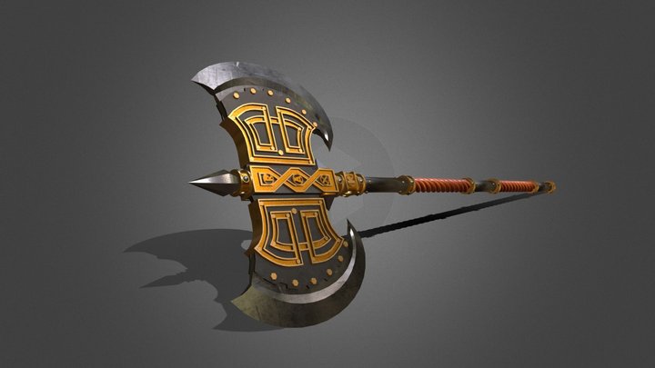 Dwarf's two hand Axe 3D Model