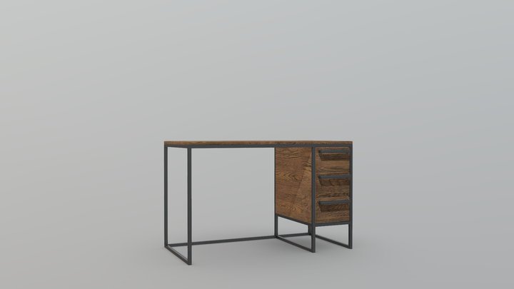 Bricks desk with drawers 3D Model