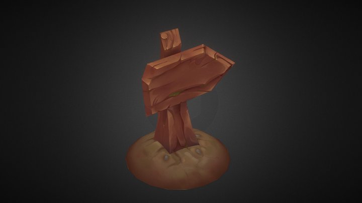 Handpainted wood sign 3D Model
