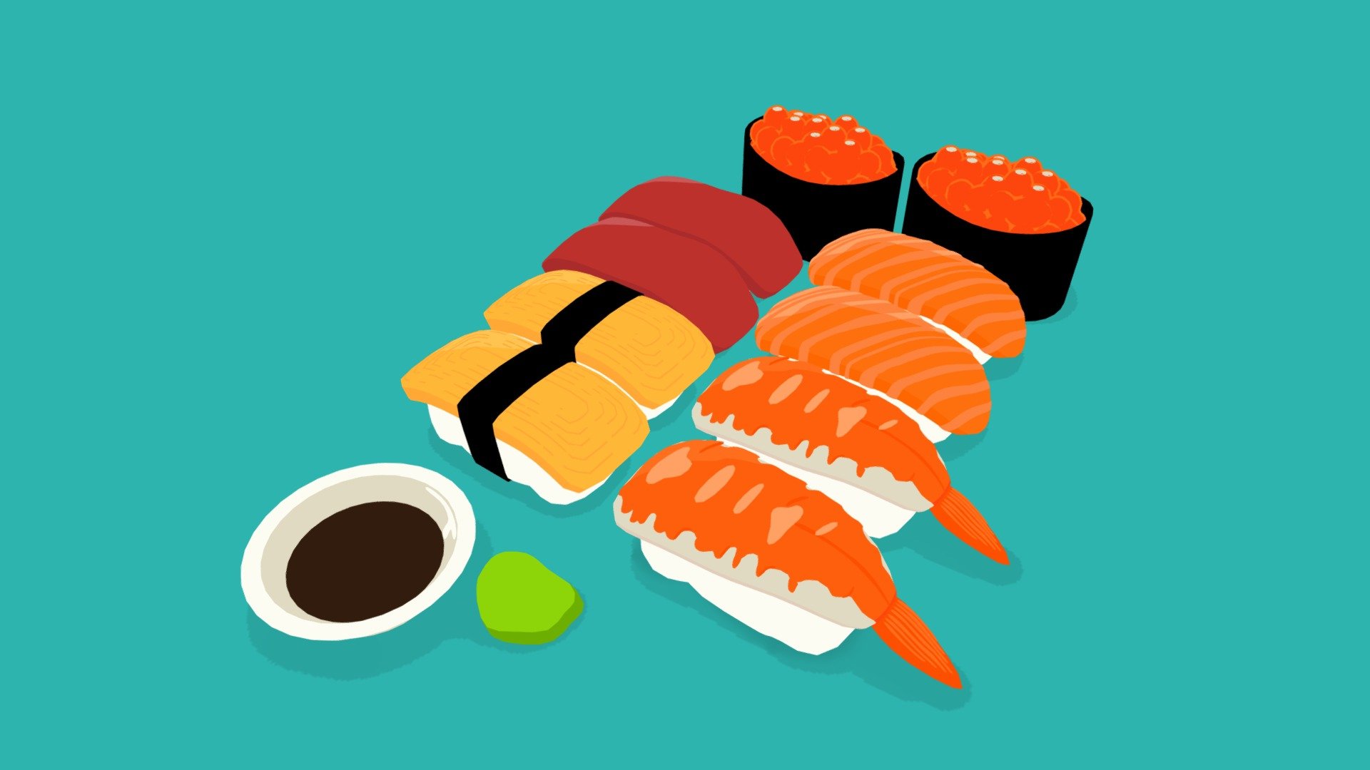 Lowpoly Sushi Set