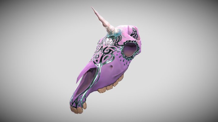 Unicorn Skull Tattooed - 2020-2021 3D Model