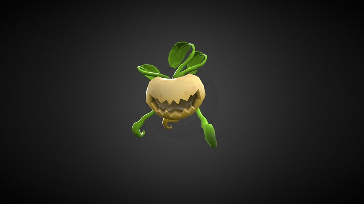 Animated plant hermit cartoon lowpoly character 3D Model