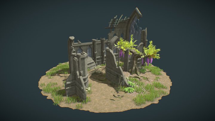 Abandonned Church Diorama 3D Model