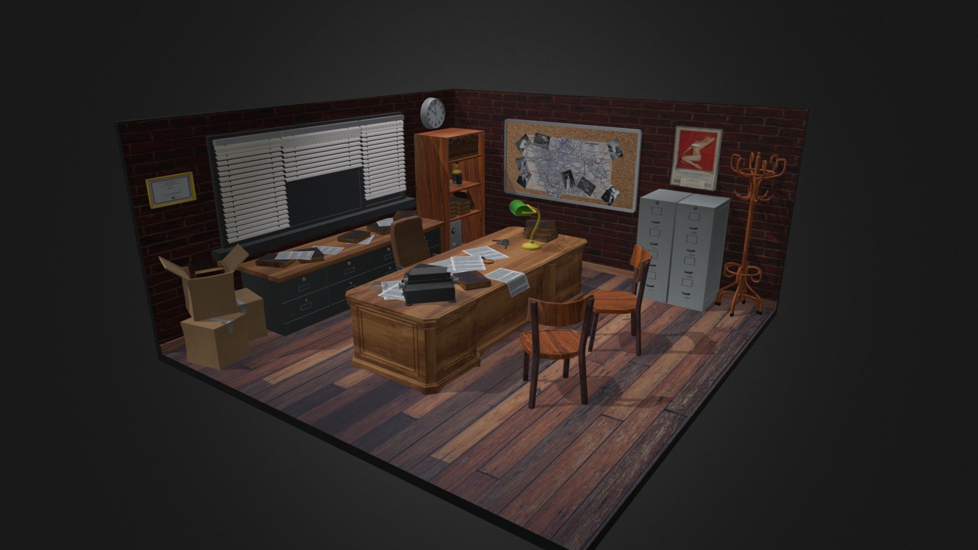 Detective room 3d. Кабинет в стиле Лоу Поли. Low Poly детектив. Minecraft Detective Office. Occult Detective Table.