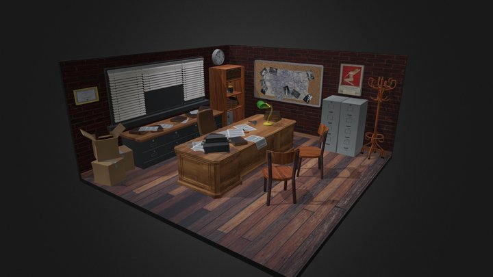 Diorama Detective Office 1950s 3D Model