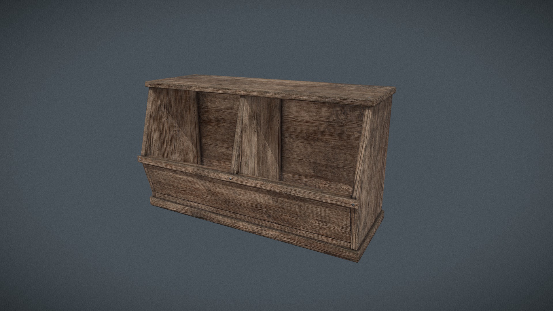 3D model Wooden Storage Bin - This is a 3D model of the Wooden Storage Bin. The 3D model is about a wooden box on a grey background.
