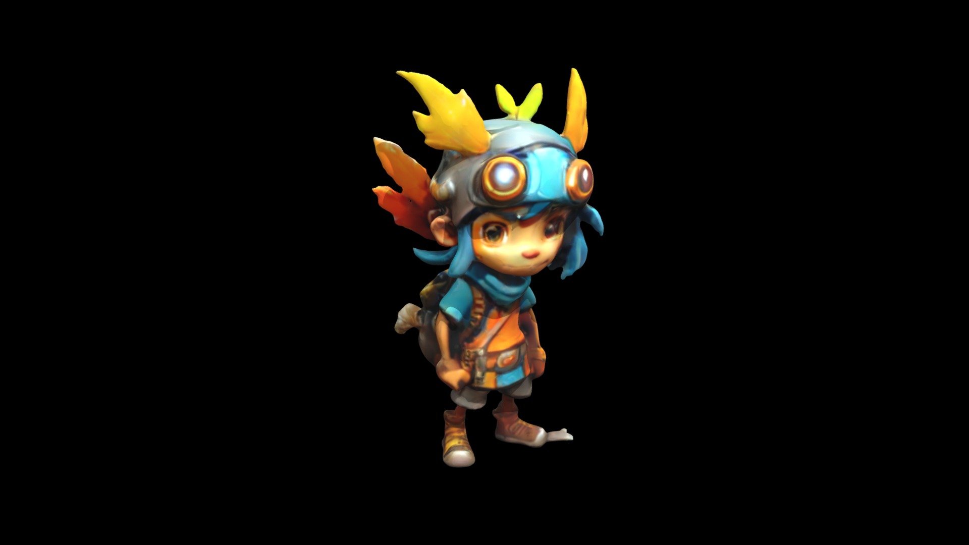 a cartoon character with blue hair and a back - Download Free 3D model ...