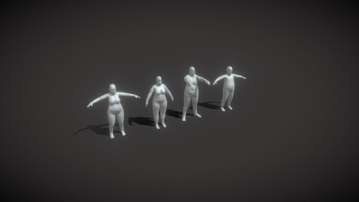 Fat Human Body Base Mesh Animated 20k Polygons 3D Model