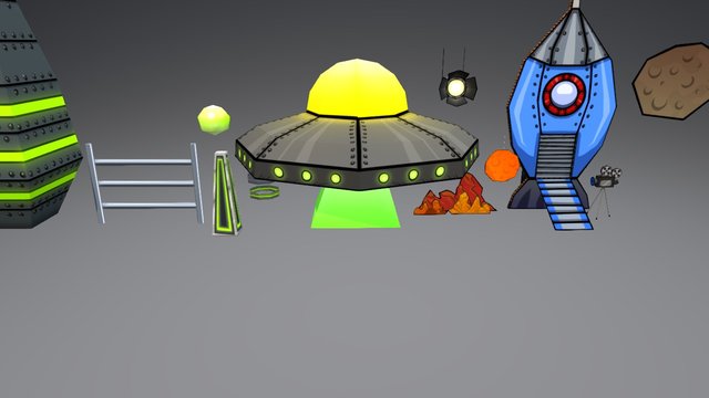 Props (Camera, ovni, rocket, lights, etc.) 3D Model