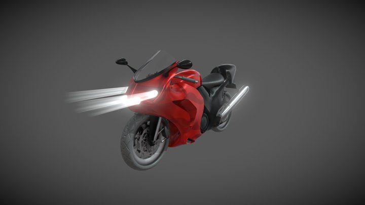 Simple Motorcycle 3D Model