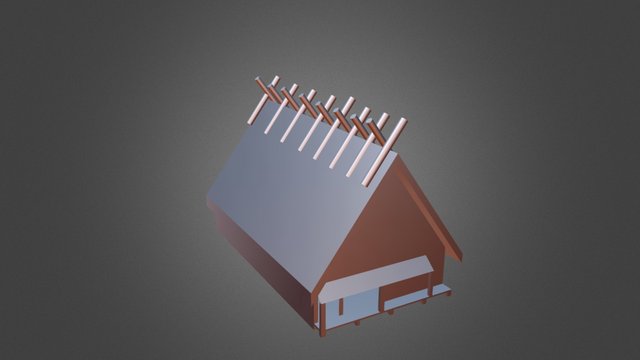Goot Thatched Roof With Roof Pillars1 3D Model