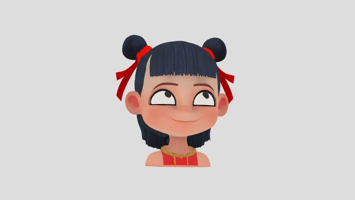 animated girl in a cartoon style 3D Model