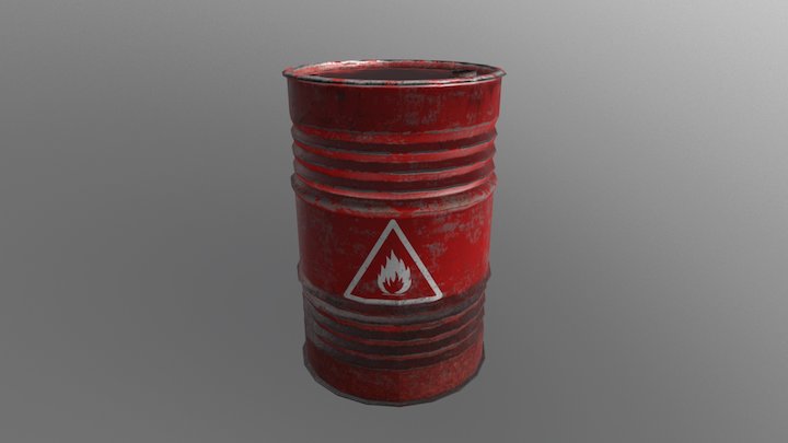 Oil Drum Low Poly 3D Model