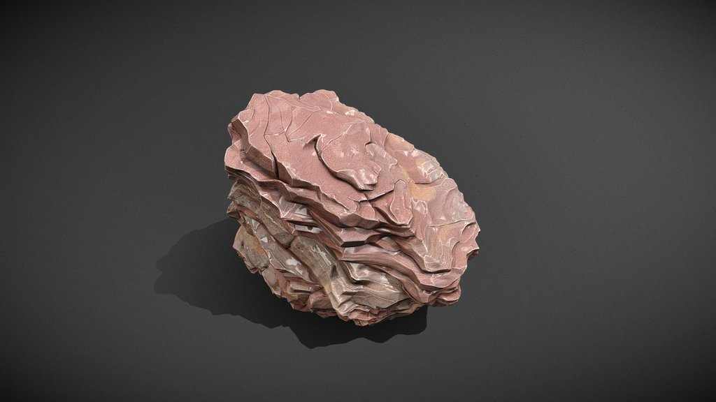 Layered Red Sandstone Boulder_Ti1