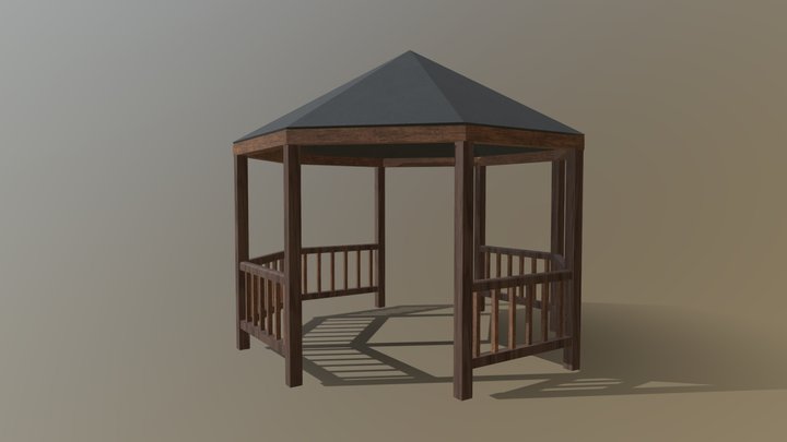 Gazebo Low Poly Architectural Asset 3D Model
