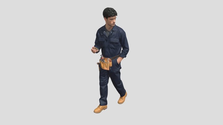 Blue Collar Worker In Overalls – Free 3D Model STL