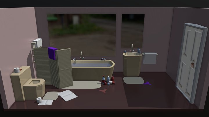 low poly bathroom 3D Model