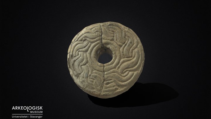 Ornamented spinning wheel of clay. 3D Model