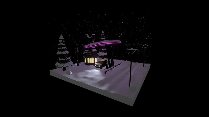 A lonely gas station 3D Model