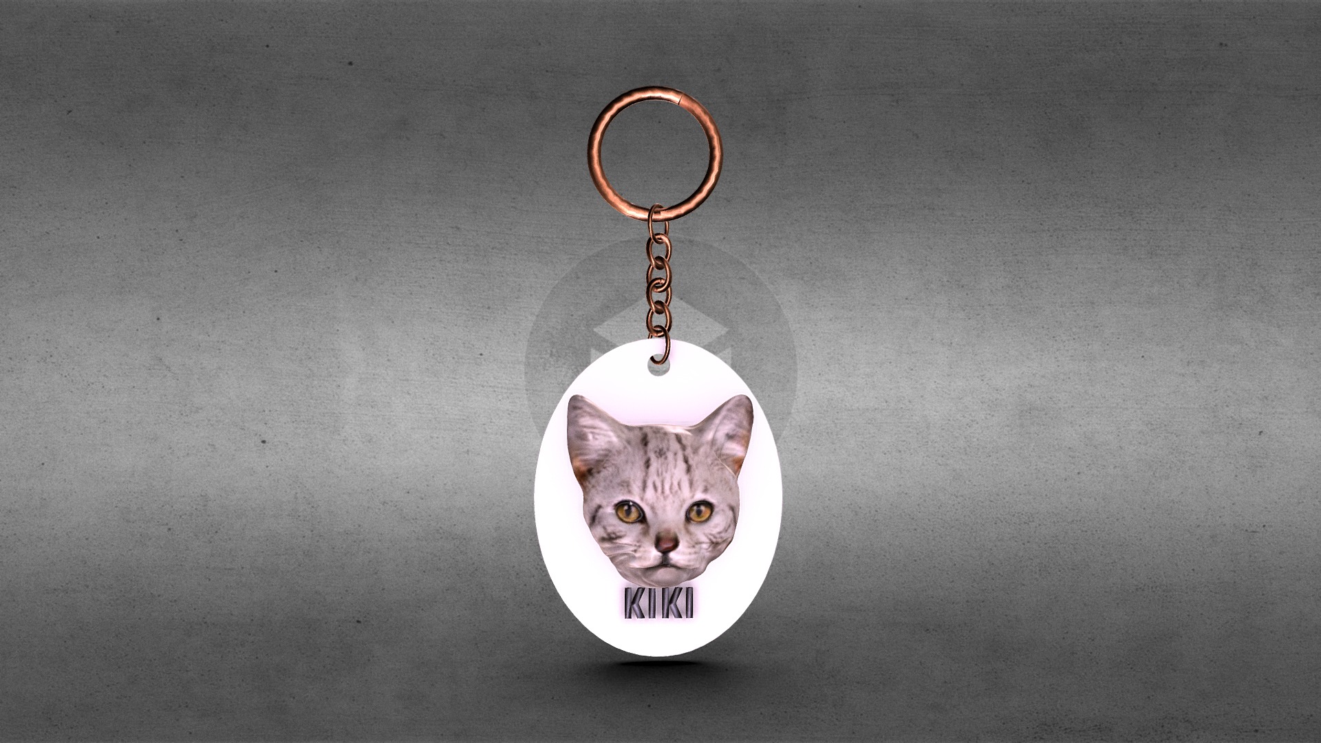 3D model Cat-Key - This is a 3D model of the Cat-Key. The 3D model is about a keychain with a cat on it.