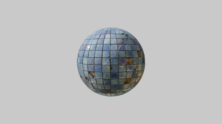 Broken Tiles Material Sphere Tessellated 3D Model
