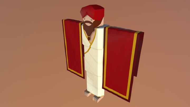Papercraft Arabic Character 3D Model