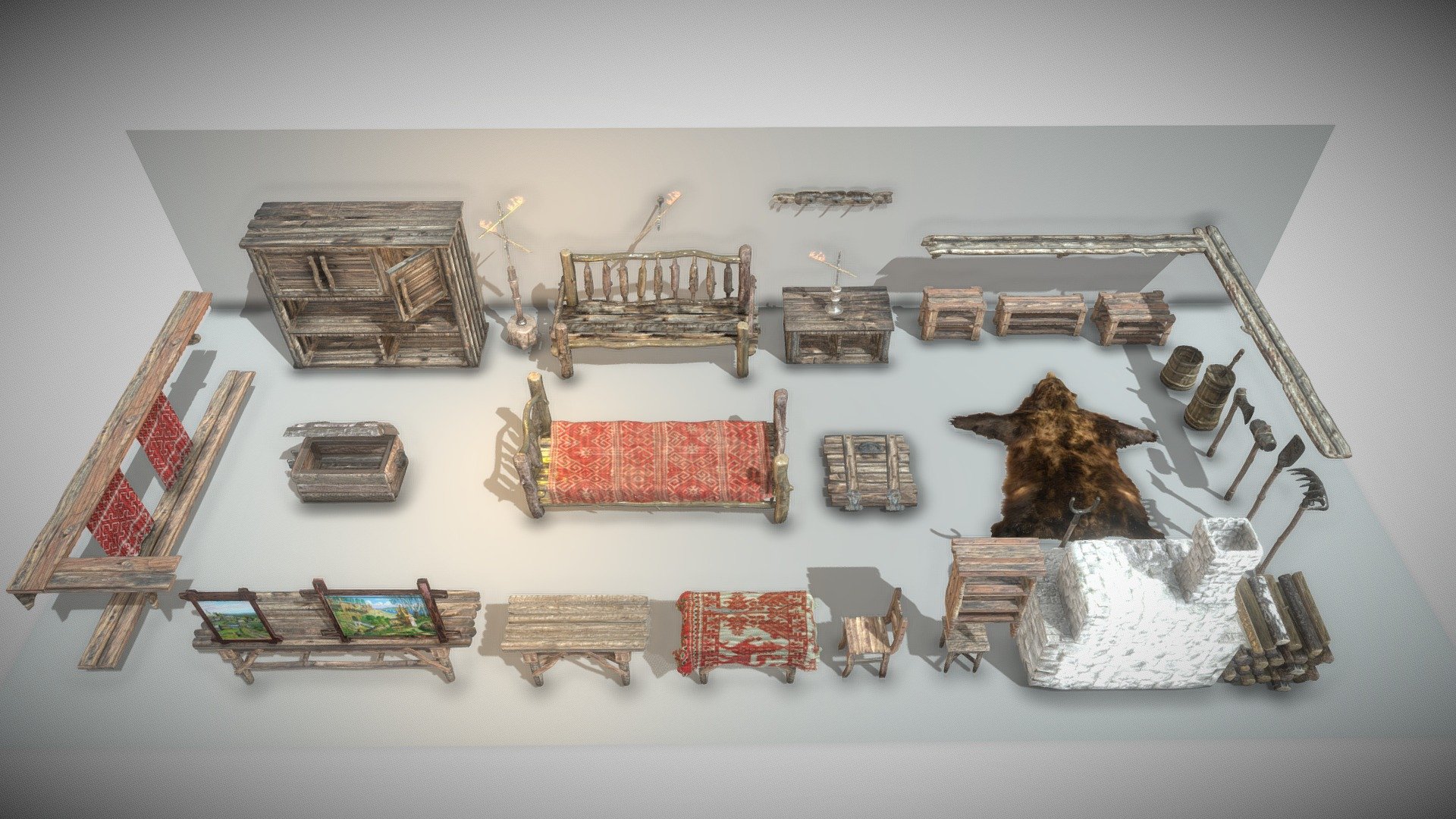 Medieval Furniture Pack - Buy Royalty Free 3D model by Anton_Chemezov ...