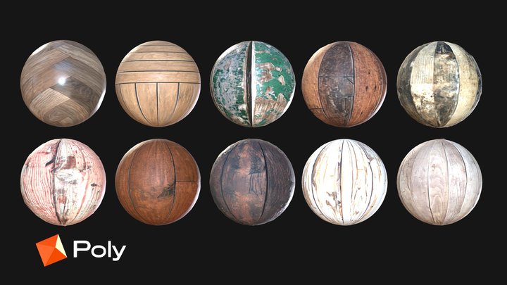 10 Realistic Wood Material Pack - PBR Textures 3D Model