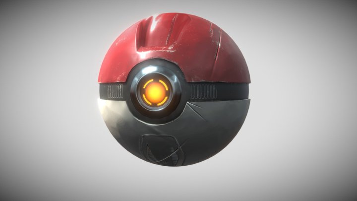 Damaged Pokeball PBR 3D Model