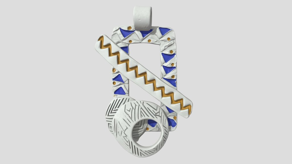 Precious Metal Silver Clay Pendant with Enamel