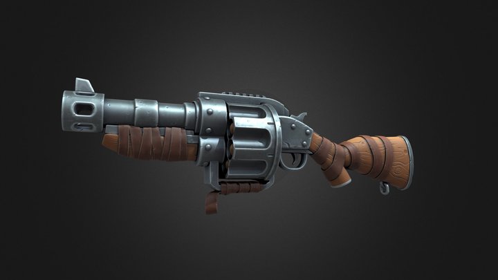 Stylized Revolver 3D Model