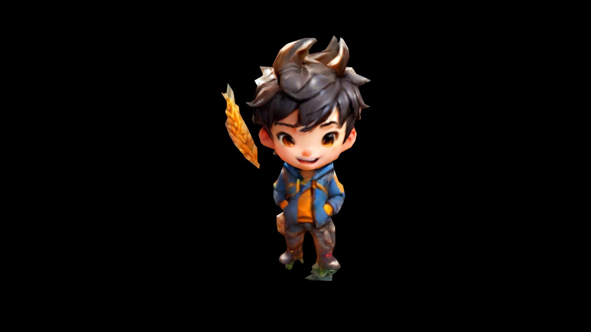 "An animated cartoon of a young boy with spiky b - Download Free 3D ...