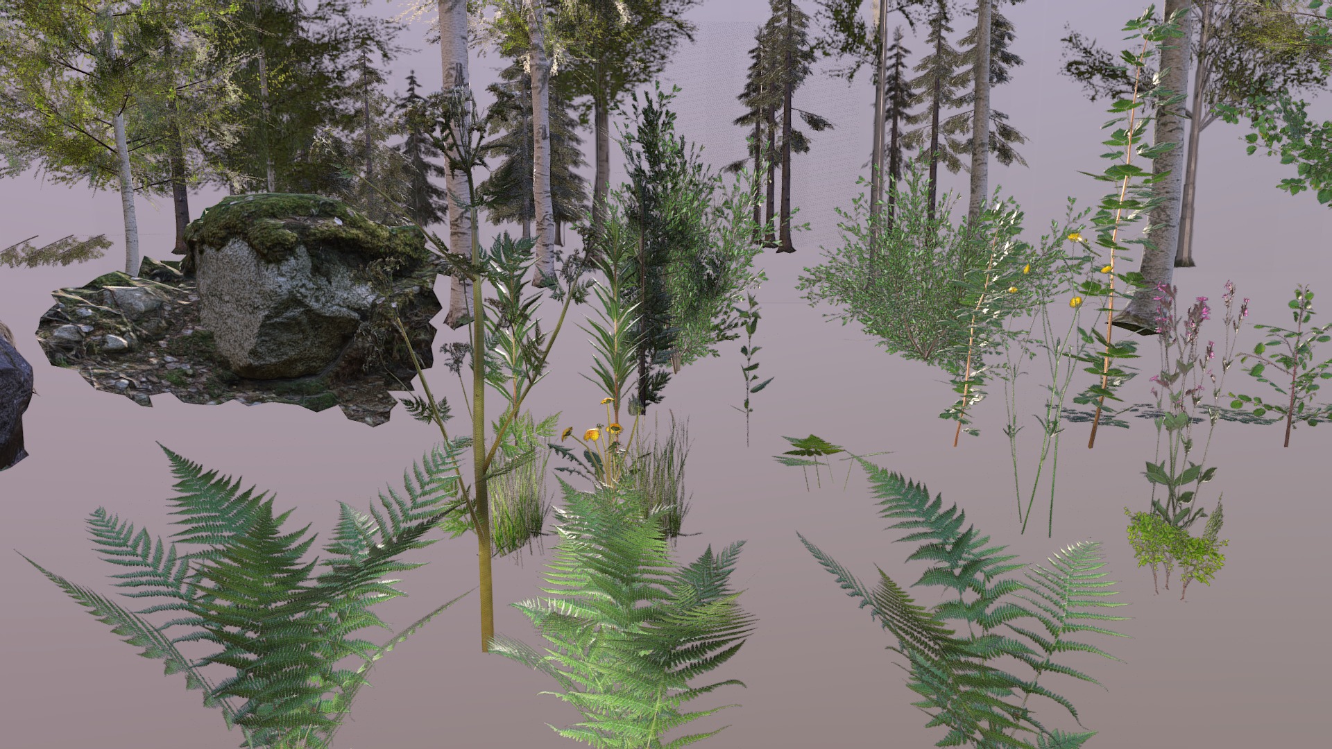 3D model Nature asset - This is a 3D model of the Nature asset. The 3D model is about a group of trees and rocks.